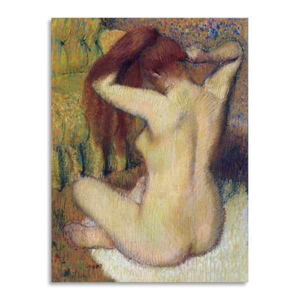 Quadro Stampa su Tela con Telaio in Legno Edgar Degas - Nude lady Woman Combing Her Hair