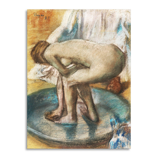 Quadro Stampa su Tela con Telaio in Legno Edgar Degas - Nude lady Woman Bathing in a Shallow Tub