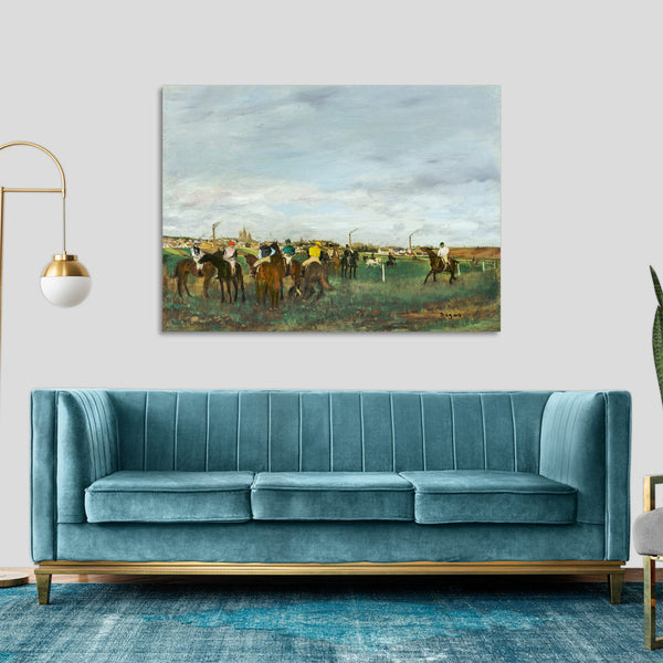 Quadro Stampa su Tela con Telaio in Legno Edgar Degas - The Jockeys