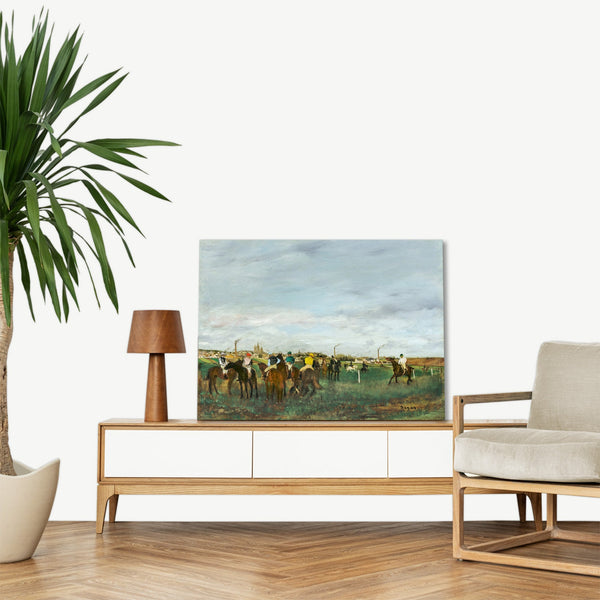 Quadro Stampa su Tela con Telaio in Legno Edgar Degas - The Jockeys