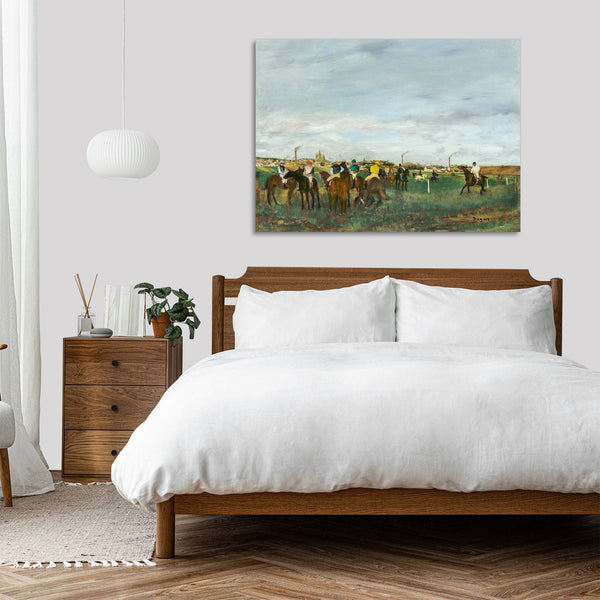 Quadro Stampa su Tela con Telaio in Legno Edgar Degas - The Jockeys