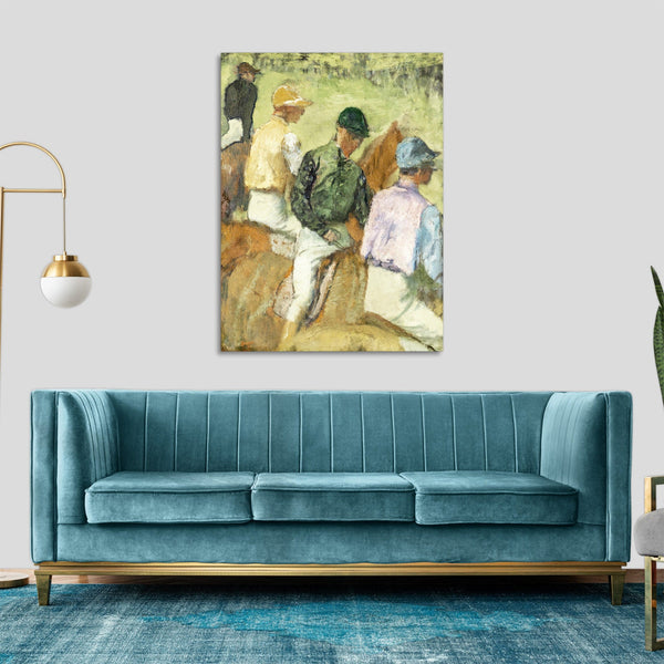 Quadro Stampa su Tela con Telaio in Legno Edgar Degas - Four Jockeys