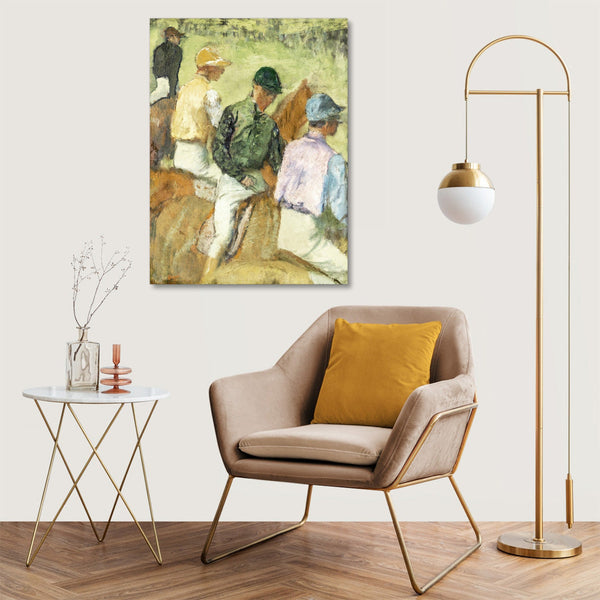 Quadro Stampa su Tela con Telaio in Legno Edgar Degas - Four Jockeys