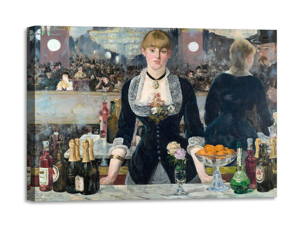Quadro Stampa su Tela con Telaio in Legno Edouadr Manet - Bar at the Folies-Bergère