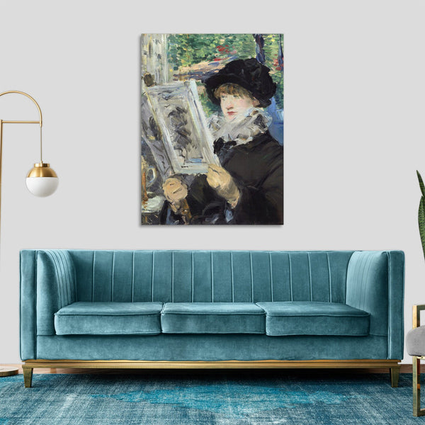 Quadro Stampa su Tela con Telaio in Legno Edouadr Manet - Woman Reading