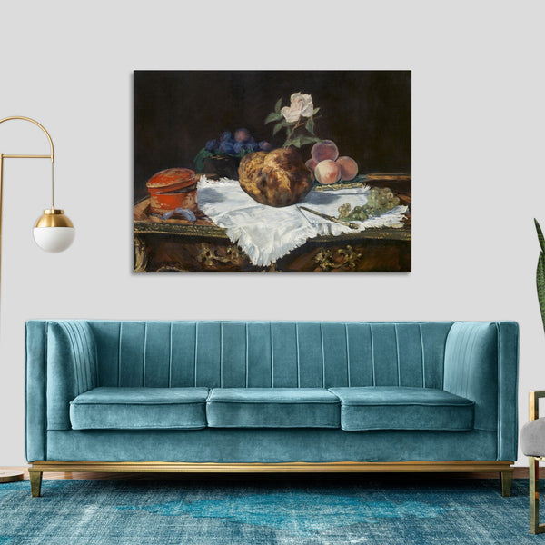 Quadro Stampa su Tela con Telaio in Legno Edouadr Manet - The Brioche