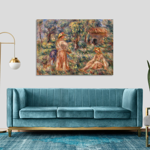 Quadro Stampa su Tela con Telaio in Legno Pierre-Auguste Renoir - Girls in a Landscape