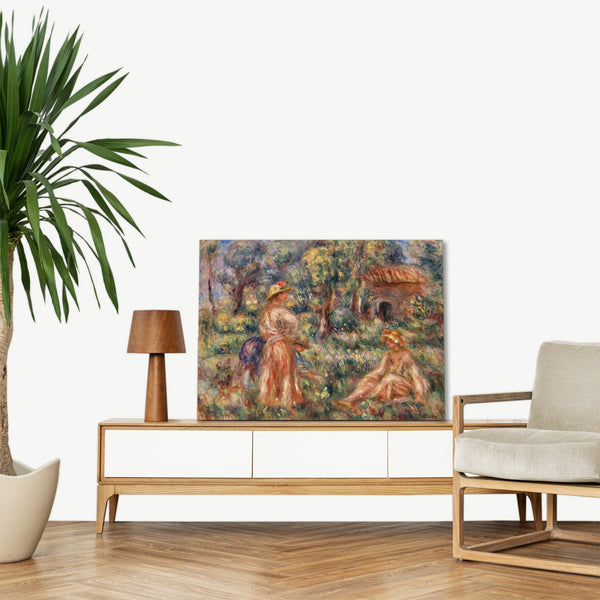 Quadro Stampa su Tela con Telaio in Legno Pierre-Auguste Renoir - Girls in a Landscape