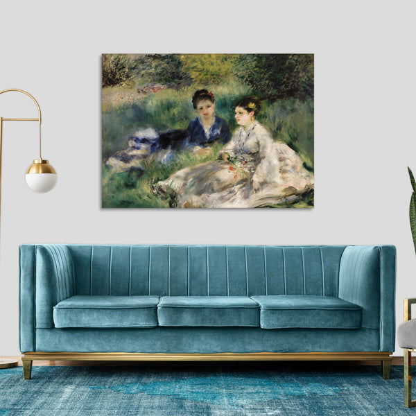 Quadro Stampa su Tela con Telaio in Legno Pierre-Auguste Renoir - On the Grass