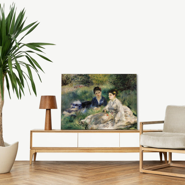 Quadro Stampa su Tela con Telaio in Legno Pierre-Auguste Renoir - On the Grass