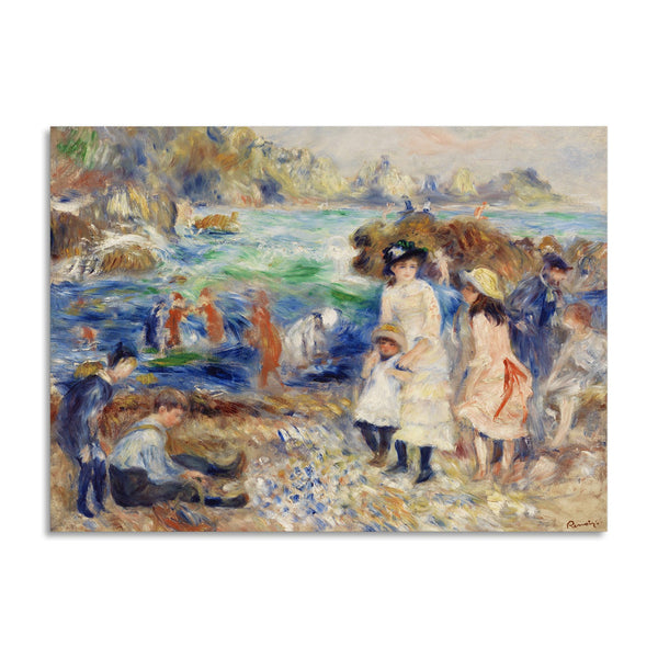 Quadro Stampa su Tela con Telaio in Legno Pierre-Auguste Renoir - Children on the Seashore