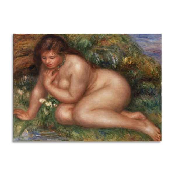 Quadro Stampa su Tela con Telaio in Legno Pierre-Auguste Renoir - Bather Gazing at Herself in the Water