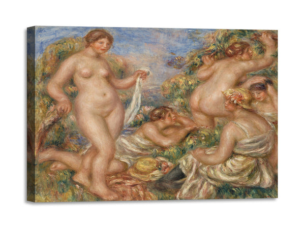 Quadro Stampa su Tela con Telaio in Legno Pierre-Auguste Renoir - Composition, Five Bathers
