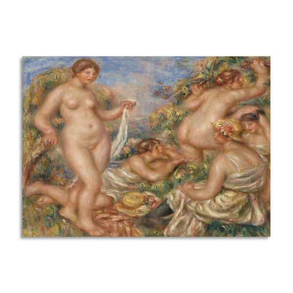 Quadro Stampa su Tela con Telaio in Legno Pierre-Auguste Renoir - Composition, Five Bathers