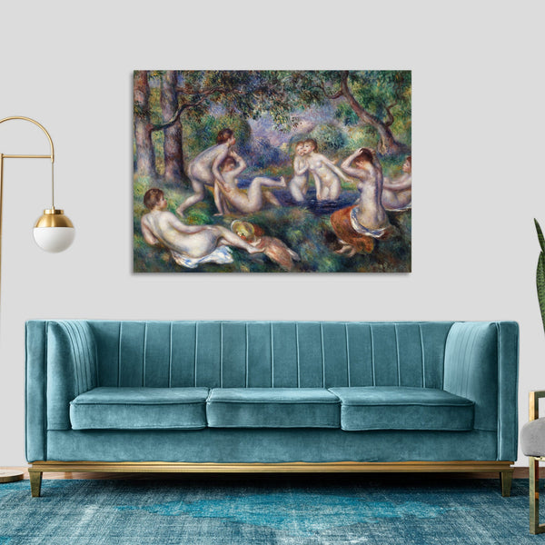 Quadro Stampa su Tela con Telaio in Legno Pierre-Auguste Renoir - Bathers in the Forest
