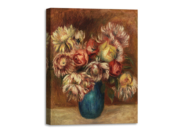 Quadro Stampa su Tela con Telaio in Legno Pierre-Auguste Renoir - Flowers in a Green Vase