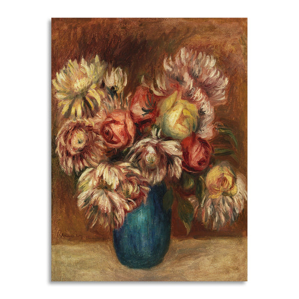 Quadro Stampa su Tela con Telaio in Legno Pierre-Auguste Renoir - Flowers in a Green Vase