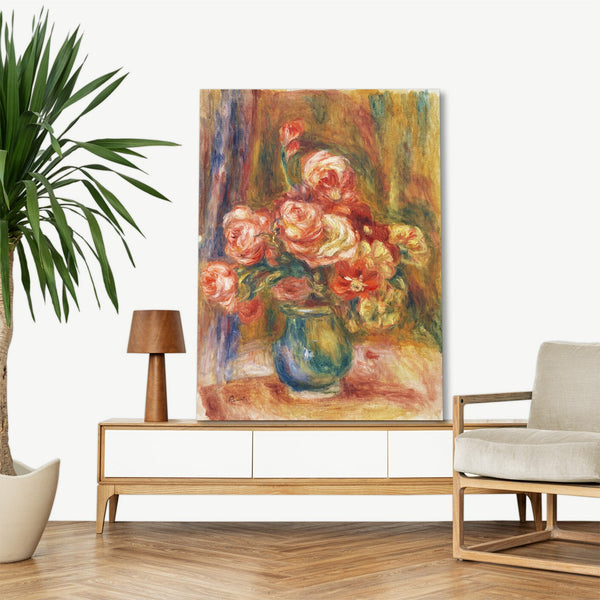 Quadro Stampa su Tela con Telaio in Legno Pierre-Auguste Renoir - Vase of Roses