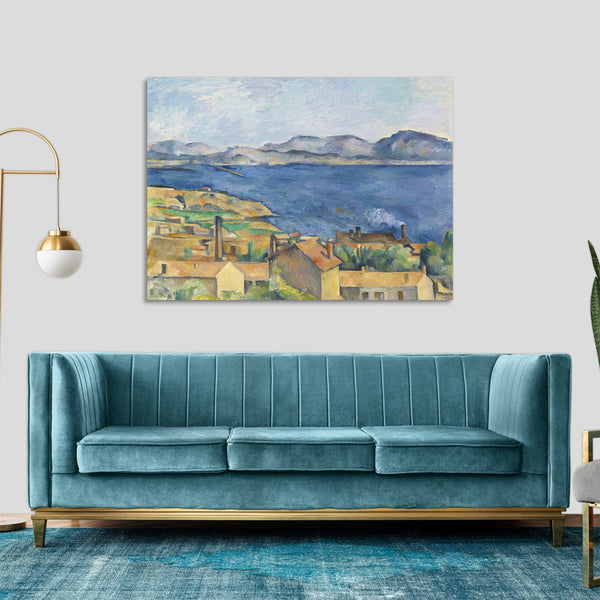 Quadro Stampa su Tela con Telaio in Legno Paul Cezanne - The Bay of Marseille