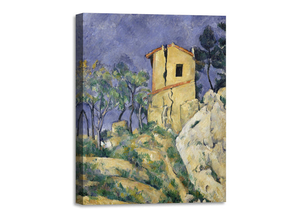 Quadro Stampa su Tela con Telaio in Legno Paul Cezanne - The House with the Cracked Walls