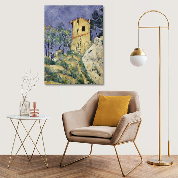 Quadro Stampa su Tela con Telaio in Legno Paul Cezanne - The House with the Cracked Walls