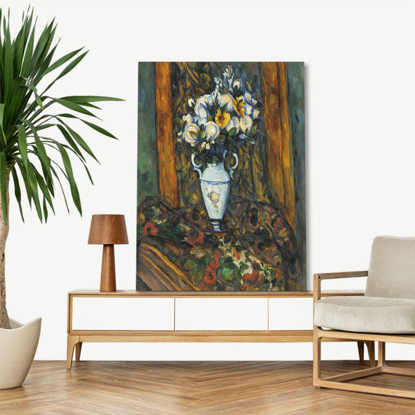 Quadro Stampa su Tela con Telaio in Legno Paul Cezanne - vase of flowers