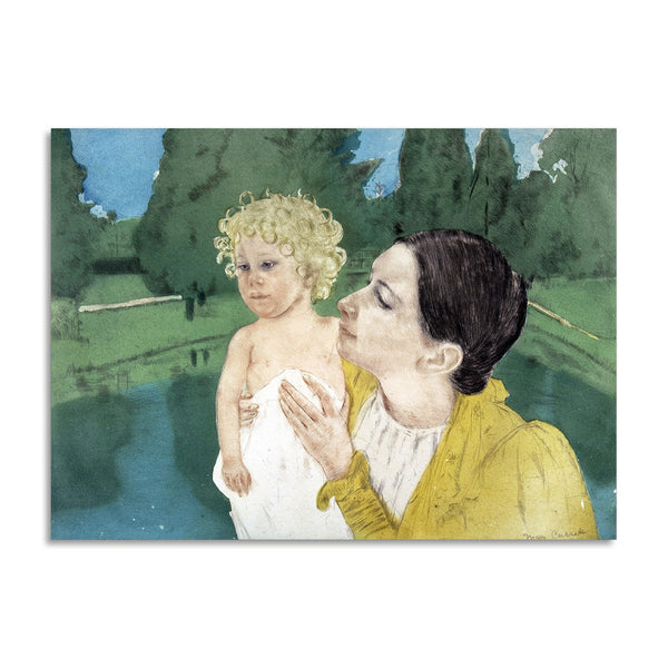 Quadro Stampa su Tela con Telaio in Legno Mary Cassatt - By the Pond
