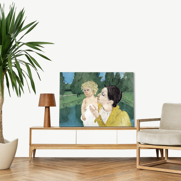 Quadro Stampa su Tela con Telaio in Legno Mary Cassatt - By the Pond