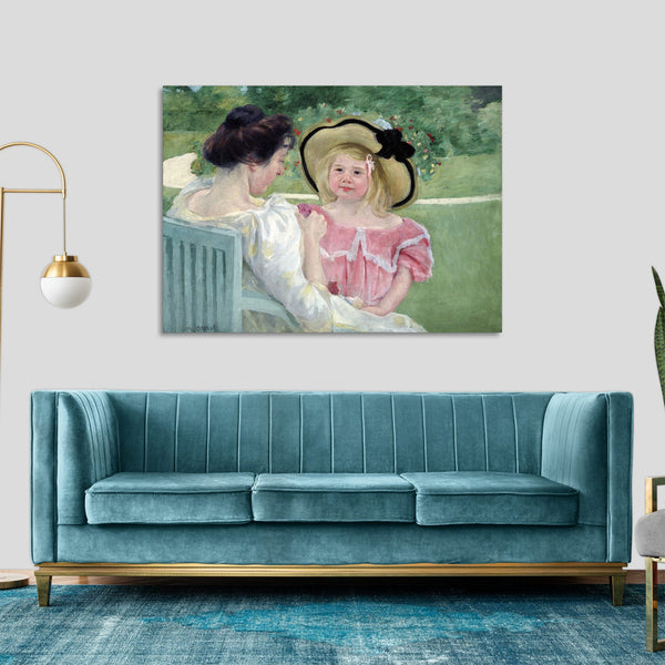 Quadro Stampa su Tela con Telaio in Legno Mary Cassatt - In the Garden