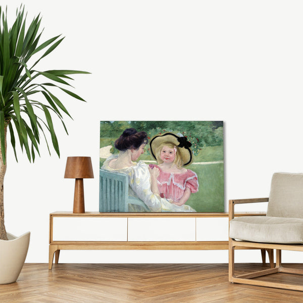 Quadro Stampa su Tela con Telaio in Legno Mary Cassatt - In the Garden