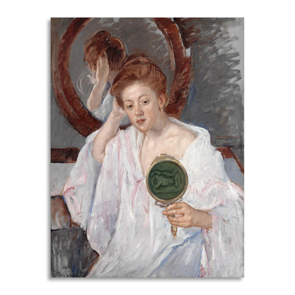 Quadro Stampa su Tela con Telaio in Legno Mary Cassatt - Denise at Her Dressing Table