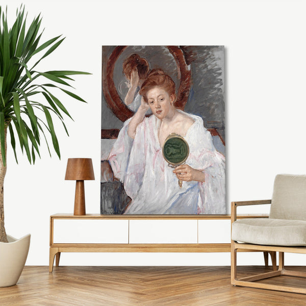 Quadro Stampa su Tela con Telaio in Legno Mary Cassatt - Denise at Her Dressing Table