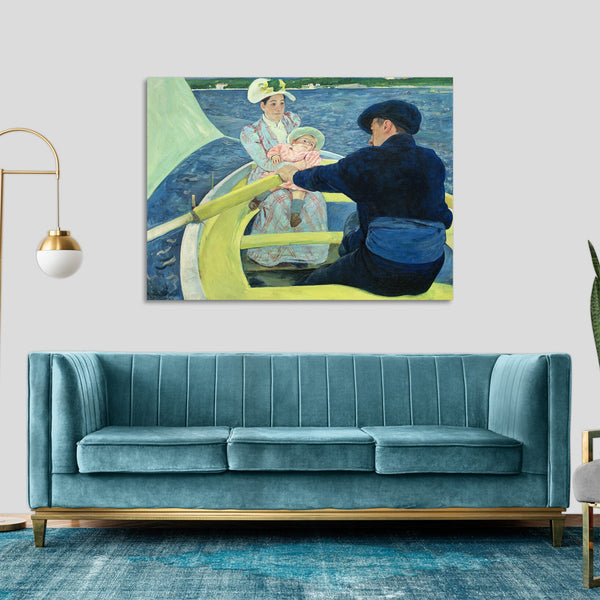 Quadro Stampa su Tela con Telaio in Legno Mary Cassatt - The Boating Party
