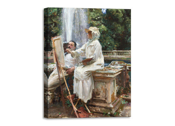 Quadro Stampa su Tela con Telaio in Legno John Singer Sargent - The Fountain, Villa Torlonia, Frascati, Italy