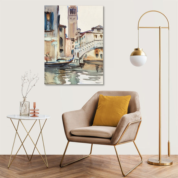 Quadro Stampa su Tela con Telaio in Legno John Singer Sargent - A Bridge and Campanile, Venice