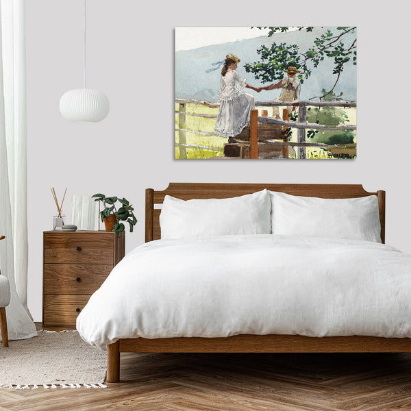 Quadro Stampa su Tela con Telaio in Legno Winslow Homer - On the Stile