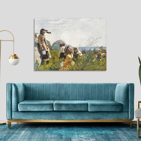 Quadro Stampa su Tela con Telaio in Legno Winslow Homer - Berry Pickers