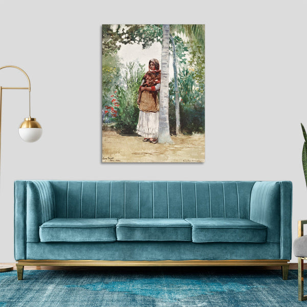 Quadro Stampa su Tela con Telaio in Legno Winslow Homer - Under a Palm Tree