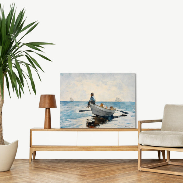 Quadro Stampa su Tela con Telaio in Legno Winslow Homer - Boys in a Dory