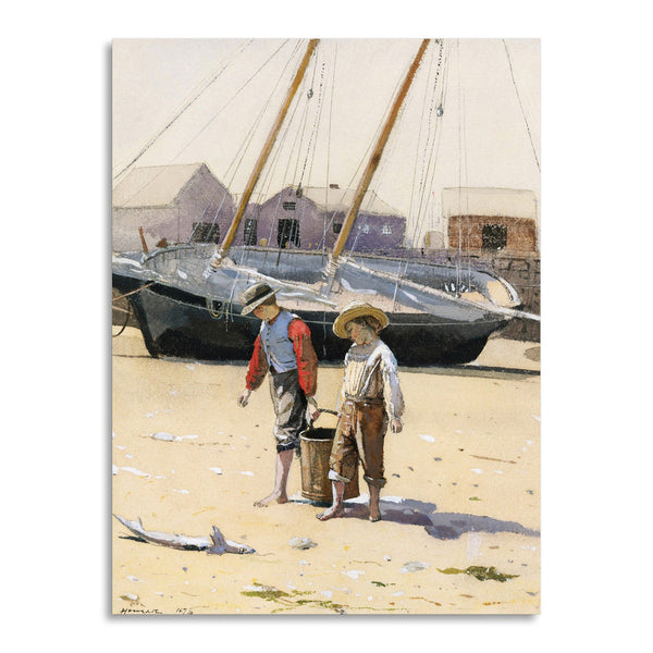Quadro Stampa su Tela con Telaio in Legno Winslow Homer - A Basket of Clams