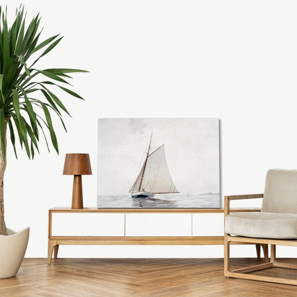 Quadro Stampa su Tela con Telaio in Legno Winslow Homer - Sailing off Gloucester