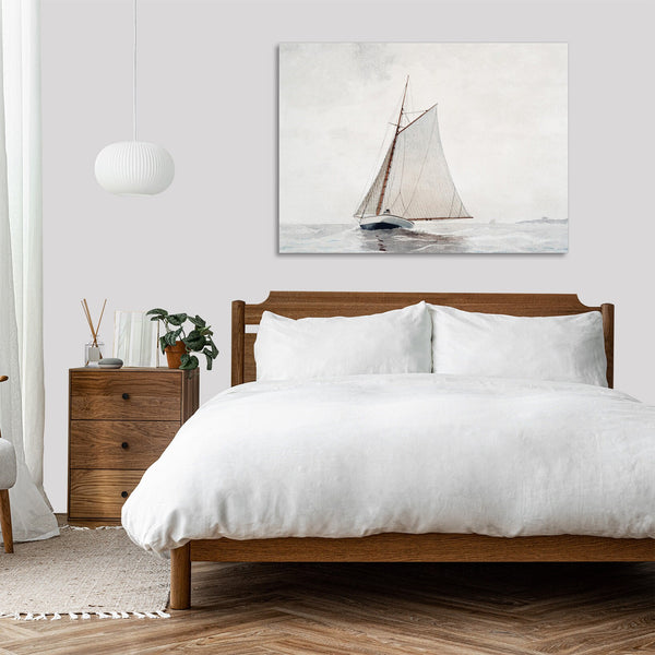 Quadro Stampa su Tela con Telaio in Legno Winslow Homer - Sailing off Gloucester