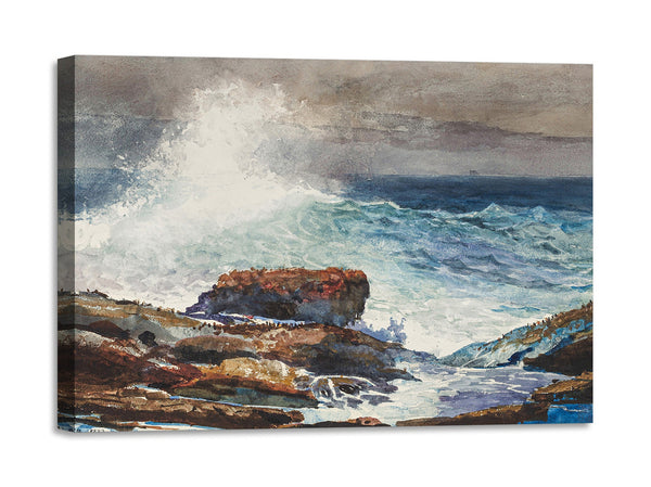 Quadro Stampa su Tela con Telaio in Legno Winslow Homer - Incoming Tide, Scarboro, Maine