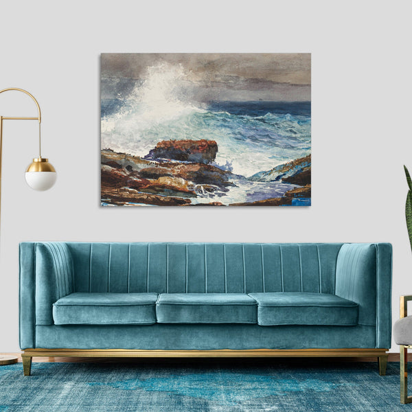 Quadro Stampa su Tela con Telaio in Legno Winslow Homer - Incoming Tide, Scarboro, Maine