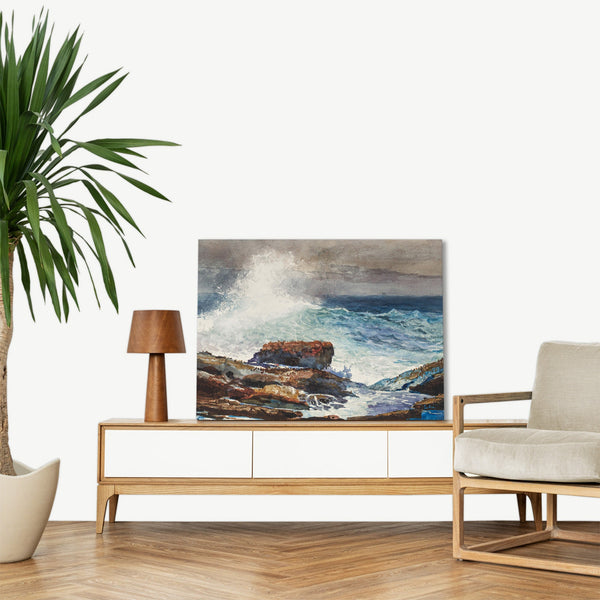 Quadro Stampa su Tela con Telaio in Legno Winslow Homer - Incoming Tide, Scarboro, Maine