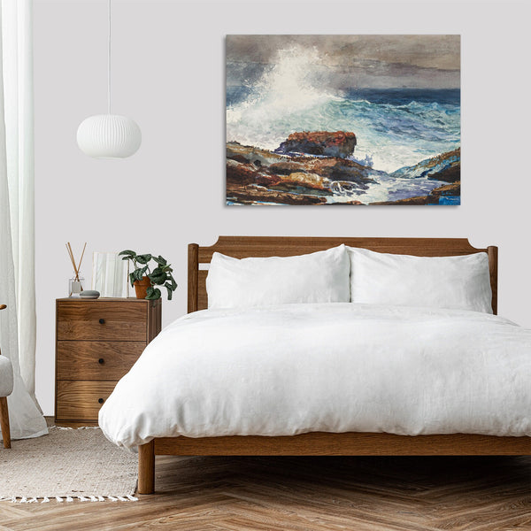 Quadro Stampa su Tela con Telaio in Legno Winslow Homer - Incoming Tide, Scarboro, Maine