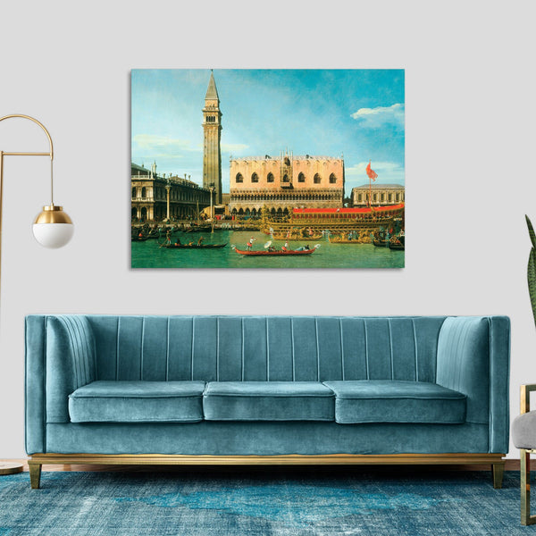 Quadro Stampa su Tela con Telaio in Legno Canaletto - The Bucintoro at the Molo on Ascension Day