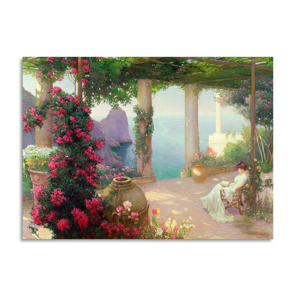 Quadro Stampa su Tela con Telaio in Legno Karl Maria Schuster - The Terrace, Capri