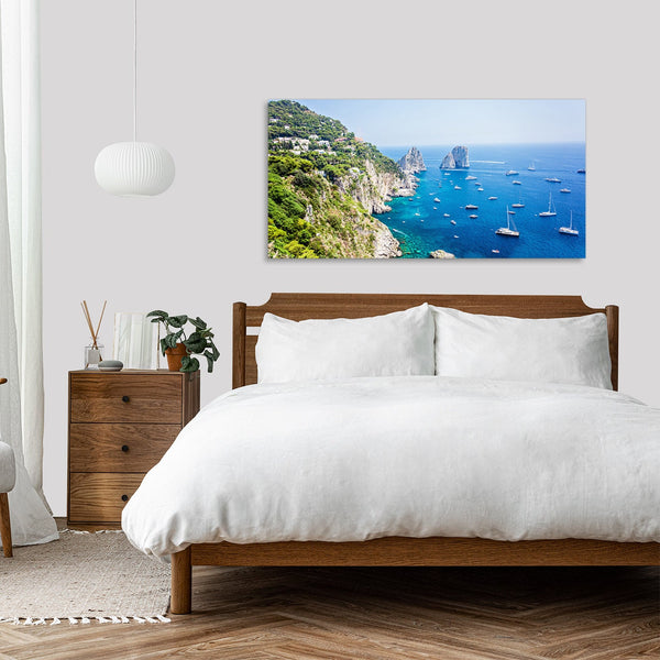 Quadro Stampa su Tela con Telaio in Legno paesaggio isola di capri