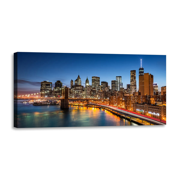 Quadro Stampa su Tela con Telaio in Legno paesaggio new york